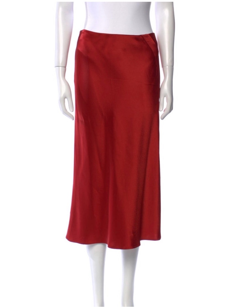 T By Alexander Wang Scarlet Red Midi Slip Skirt